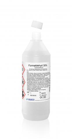Formaldehyd 35 % för laboratoriebruk med hög renhet. Produkten är metanolstabiliserad med låg halt myrsyra. PA, Pro Analysis, Puriss, Purum.