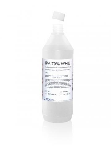 Isopropanol med halten 70 volym procent utspädd med WFI. Ingånende råvaror uppfyller och testas med avseende på kvalitetskrav för gällande Ph.Eur.